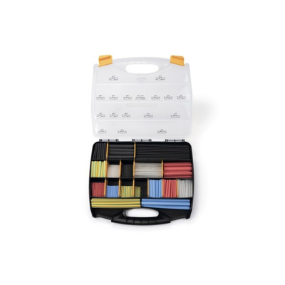HellermannTyton Heat Shrink Tubing, Black, Blue, Clear, Green/Yellow, Red 1.5mm Sleeve Dia. x 40mm Length 3:1 Ratio,