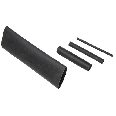 HellermannTyton Heat Shrink Tubing, Black 1.5mm Sleeve Dia. x 35mm Length 3:1 Ratio, ShrinKit 321 Basic Series