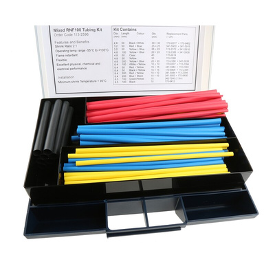 TE Connectivity Heat Shrink Tubing, Black 2.4mm Sleeve Dia. x Set Length 2:1 Ratio, RNF-100 Series
