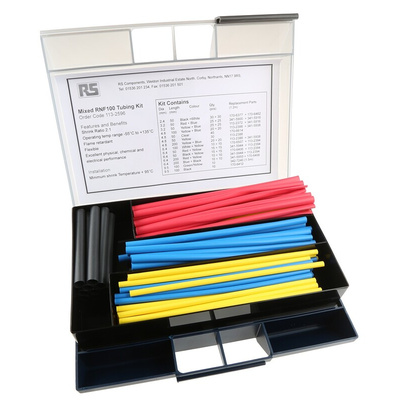 TE Connectivity Heat Shrink Tubing, Black 2.4mm Sleeve Dia. x Set Length 2:1 Ratio, RNF-100 Series