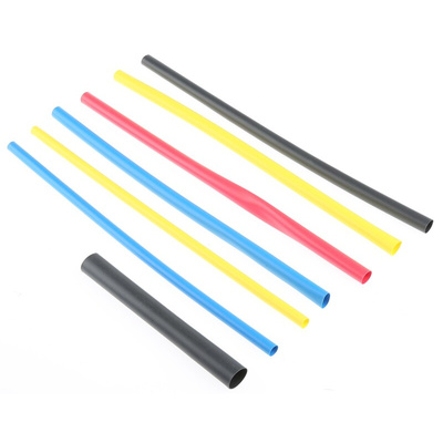 TE Connectivity Heat Shrink Tubing, Black 2.4mm Sleeve Dia. x Set Length 2:1 Ratio, RNF-100 Series