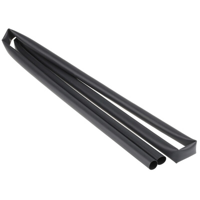 TE Connectivity Heat Shrink Tubing, Black 9.5mm Sleeve Dia. x 1.2m Length 2:1 Ratio, RNF-100 Series