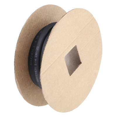 TE Connectivity Heat Shrink Tubing, Black 6.4mm Sleeve Dia. x 10m Length 2:1 Ratio, DR-25 Series