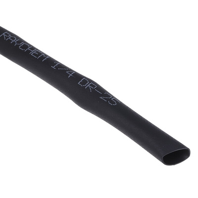 TE Connectivity Heat Shrink Tubing, Black 6.4mm Sleeve Dia. x 10m Length 2:1 Ratio, DR-25 Series