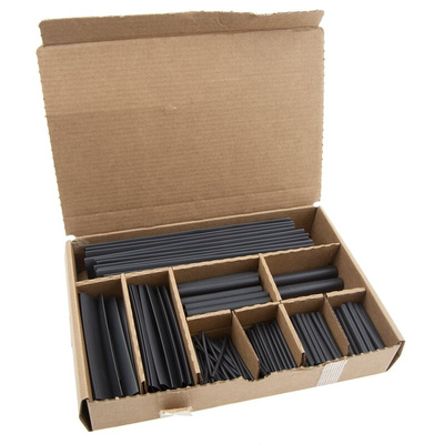 TE Connectivity Heat Shrink Tubing, Black 1.6mm Sleeve Dia. x 50mm Length 2:1 Ratio, RNF100 Series