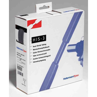 HellermannTyton Heat Shrink Tubing, Black 6.4mm Sleeve Dia. x 5m Length 3:1 Ratio, HIS-3 Series