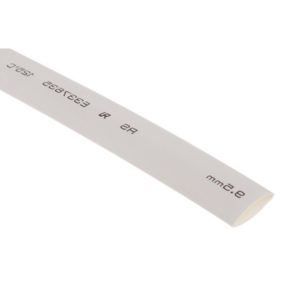 RS PRO Heat Shrink Tubing, White 9.5mm Sleeve Dia. x 6m Length 2:1 Ratio