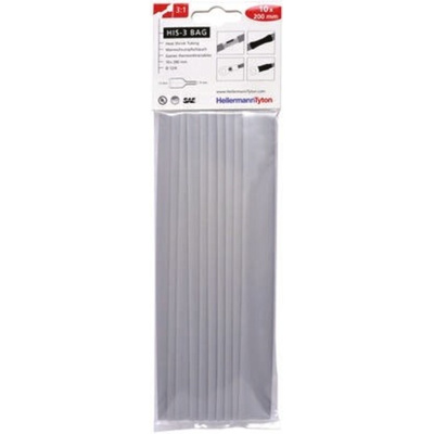 HellermannTyton Heat Shrink Tubing, Grey 12mm Sleeve Dia. x 200mm Length 3:1 Ratio, HIS-3 BAG Series