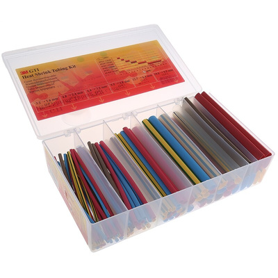 3M Halogen Free Heat Shrink Tubing, Black, Blue, Brown, Clear, Green, Grey, Red, White, Yellow x 150mm Length 2:1