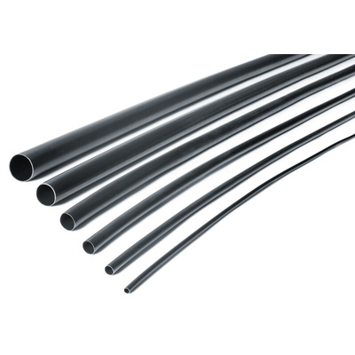 HellermannTyton Adhesive Lined Heat Shrink Tubing, Black 3mm Sleeve Dia. x 1.2m Length 3:1 Ratio, TA37 Series