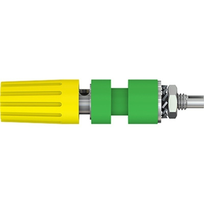 Staubli 35A, Green, Yellow Binding Post With Brass Contacts and Nickel Plated - 4mm Hole Diameter