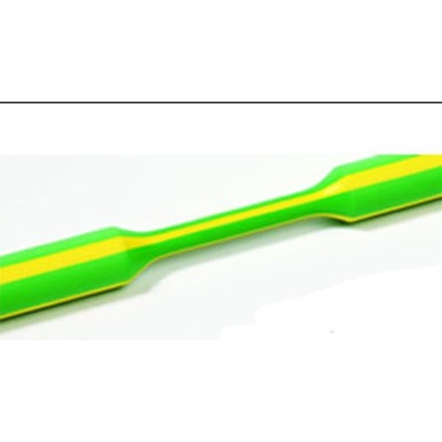 HellermannTyton Halogen Free Heat Shrink Tubing, Green, Yellow 2.4mm Sleeve Dia. x 1m Length 2:1 Ratio, TFN21 Series