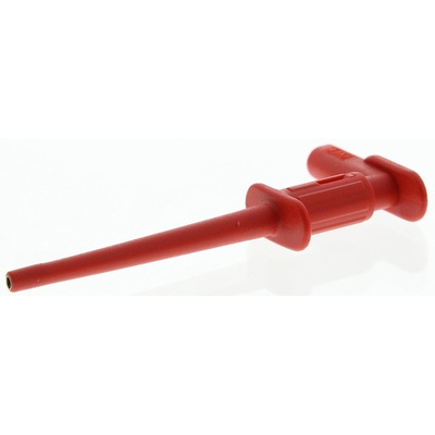 Staubli 1A Red Grabber Clip, 300V Rating, 2mm Probe Socket Size