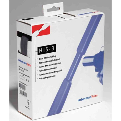 HellermannTyton Heat Shrink Tubing, Black 25.4mm Sleeve Dia. x 3m Length 3:1 Ratio, HIS-3 Series
