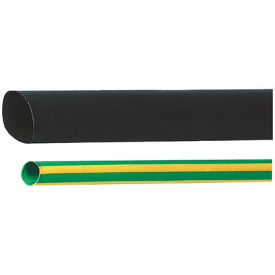 HellermannTyton Heat Shrink Tubing, Green/Yellow 3mm Sleeve Dia. x 1m Length 3:1 Ratio, TREDUX Series