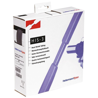 HellermannTyton Heat Shrink Tubing, Black 19.1mm Sleeve Dia. x 4m Length 3:1 Ratio, HIS-3 Series