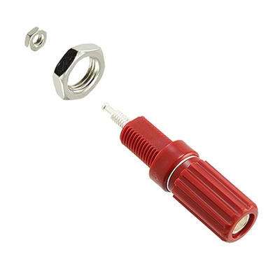 Cinch Connectors 15A, Red Binding Post With Brass Contacts and Silver Plated - 8.33mm Hole Diameter