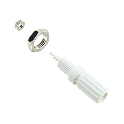 Cinch Connectors 15A, White Binding Post With Brass Contacts and Silver Plated - 8.33mm Hole Diameter