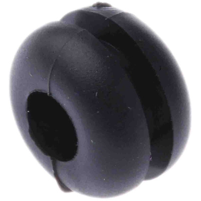 RS PRO Black PVC 6.4mm Cable Grommet for Maximum of 4mm Cable Dia.