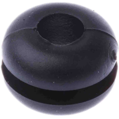 RS PRO Black PVC 6.4mm Cable Grommet for Maximum of 4mm Cable Dia.