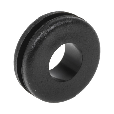 RS PRO Black PVC 9.5mm Cable Grommet for Maximum of 6.4mm Cable Dia.