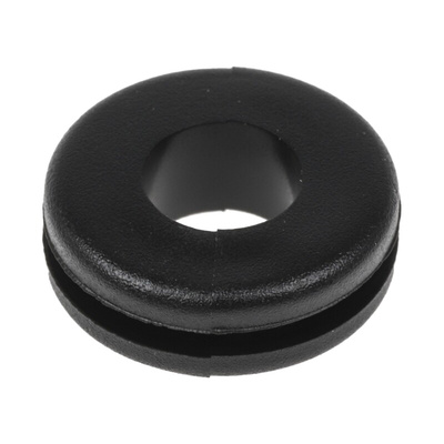 RS PRO Black PVC 9.5mm Cable Grommet for Maximum of 6.4mm Cable Dia.