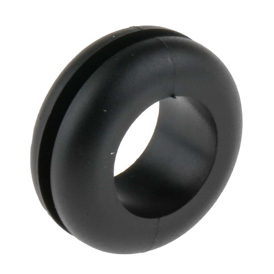 RS PRO Black PVC 12.5mm Cable Grommet for Maximum of 9.5mm Cable Dia.