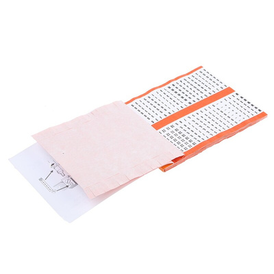 RS PRO Adhesive Cable Markers, Black on White, Pre-printed "A → Z; -; 0 → 15"