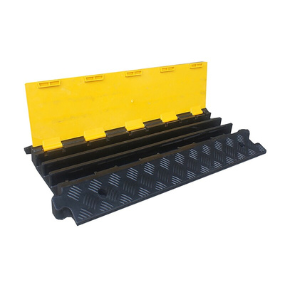 RS PRO 910mm Black/Yellow Cable Cover in Rubber, Thermoplastic, 46mm Inside dia.