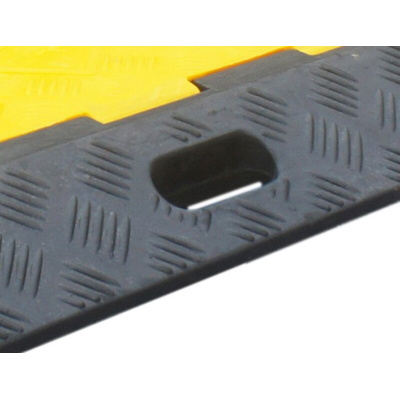 RS PRO 910mm Black/Yellow Cable Cover in Rubber, Thermoplastic, 46mm Inside dia.