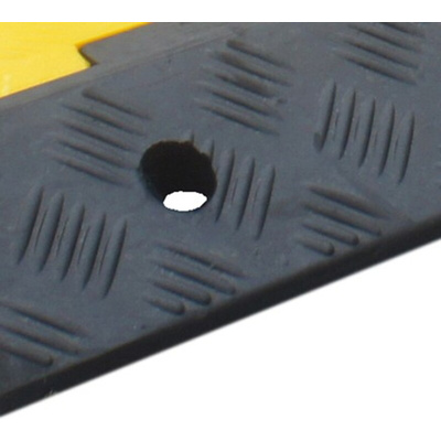 RS PRO 910mm Black/Yellow Cable Cover in Rubber, Thermoplastic, 46mm Inside dia.