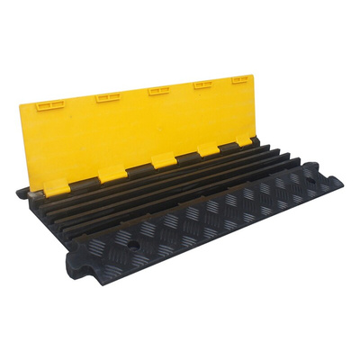 RS PRO 910mm Black/Yellow Cable Cover in Rubber, Thermoplastic, 34mm Inside dia.