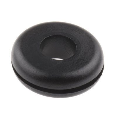 RS PRO Black PVC 14mm Cable Grommet for Maximum of 7mm Cable Dia.