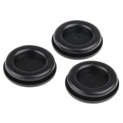 SES Sterling Black PVC 22mm Cable Grommet for Maximum of 16mm Cable Dia.