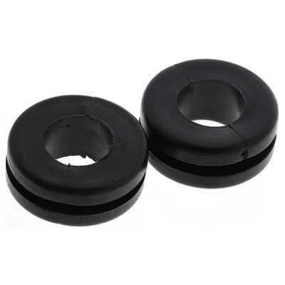 HellermannTyton Black PVC 11mm Cable Grommet for Maximum of 8mm Cable Dia.