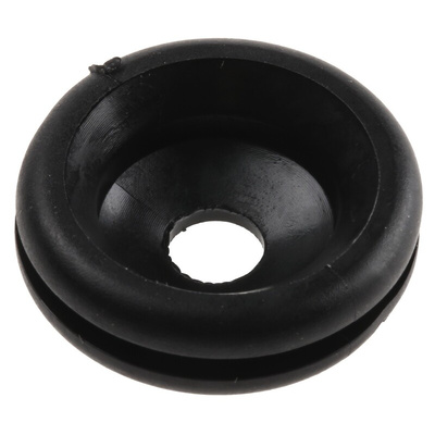 HellermannTyton Black PVC 18.5mm Cable Grommet for Maximum of 6mm Cable Dia.