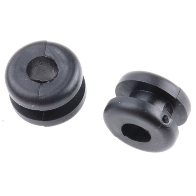 HellermannTyton Black PVC 6.4mm Cable Grommet for Maximum of 4mm Cable Dia.