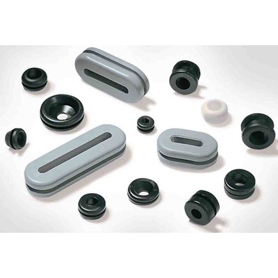 HellermannTyton Black PVC 12mm Cable Grommet for Maximum of 10mm Cable Dia.