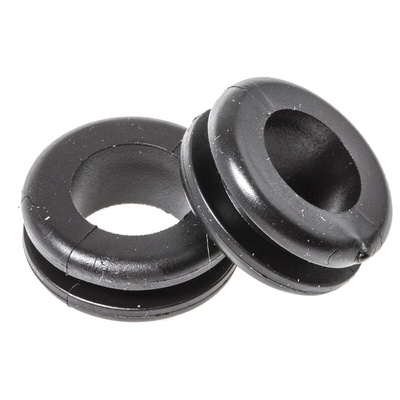 HellermannTyton Black PVC 12mm Cable Grommet for Maximum of 10mm Cable Dia.