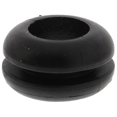 HellermannTyton Black PVC 9.5mm Cable Grommet for Maximum of 8mm Cable Dia.