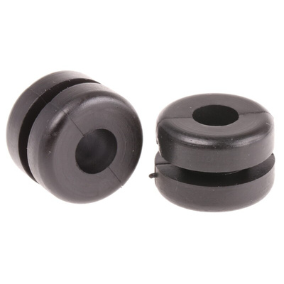 HellermannTyton Black PVC 9mm Cable Grommet for Maximum of 6mm Cable Dia.