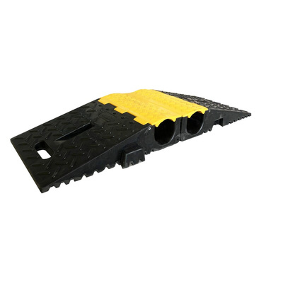 RS PRO 850mm Black/Yellow Cable Cover in Rubber, 80mm Inside dia.
