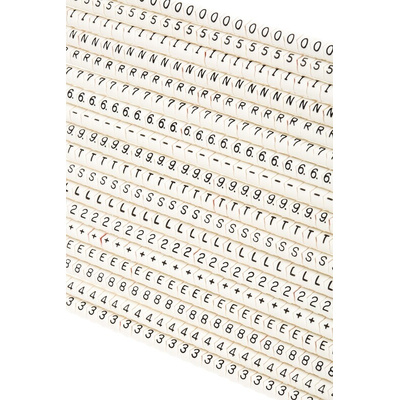 RS PRO Clip On Cable Markers, Black on White, Pre-printed "-, +, 0 → 9, E, L, N, R, S, T", 2.7 → 3mm Cable