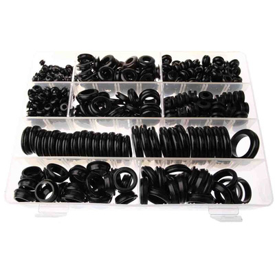 RS PRO Black PVC Cable Grommet Kit for 3 → 19mm Cable Dia.