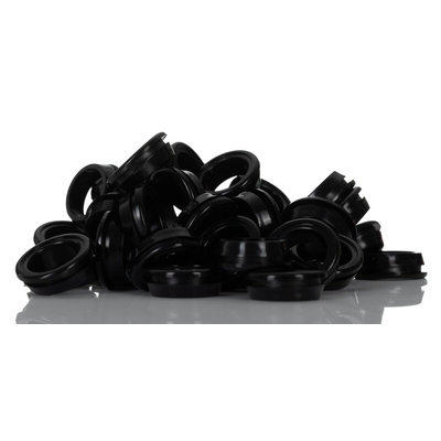 RS PRO Black PVC 19.6mm Cable Grommet for Maximum of 15.5mm Cable Dia.