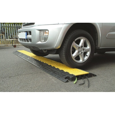 Vulcascot 1m Black/Yellow Cable Cover in Rubber, 50 x 60mm Inside dia.