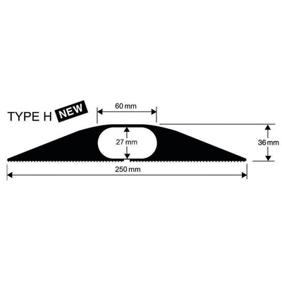 Vulcascot 1.5m Black Cable Cover in Rubber, 27 x 60mm Inside dia.