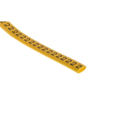 RS PRO Slide On Cable Markers, Black on Yellow, Pre-printed "2", 3.5 → 7mm Cable