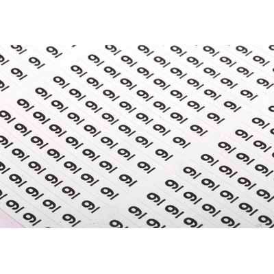 RS PRO Adhesive Cable Markers, Black on White, Pre-printed "0 → 9"