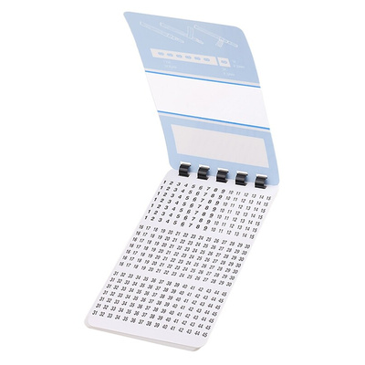 RS PRO Adhesive Cable Markers, Black on White, Pre-printed "1 → 45"